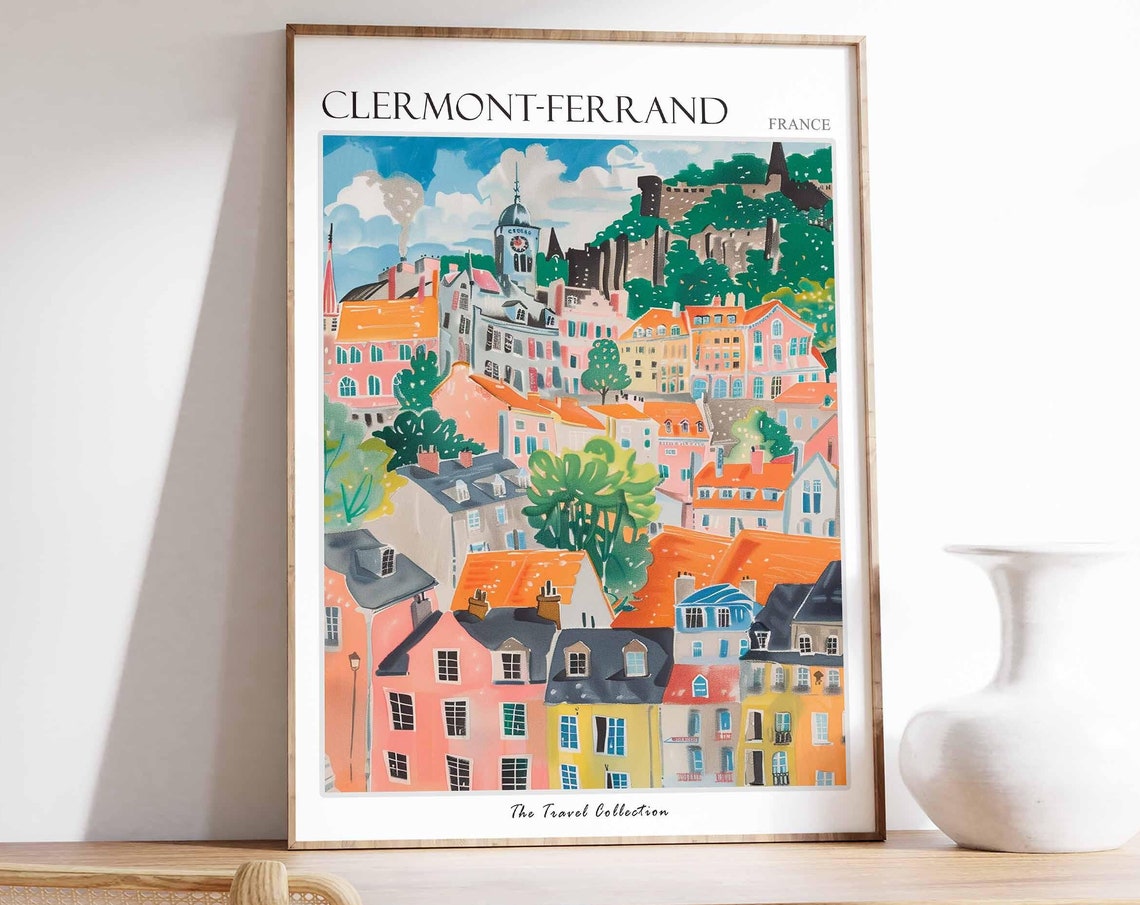 Clermont Ferrand Poster France Travel Print French Decor Europe Travel Poster European Wall Art Clermont Ferrand Travel Poster