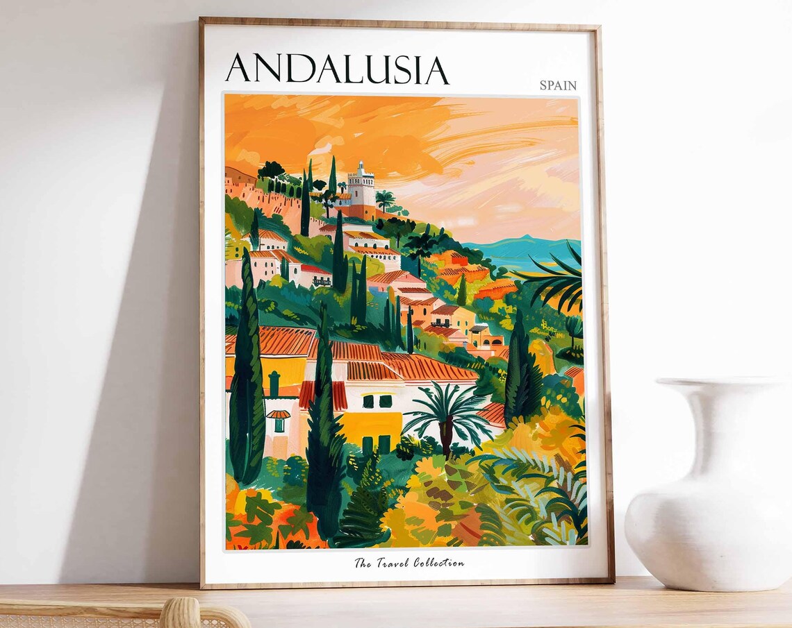 Andalusia Spain Travel Poster, European Decor