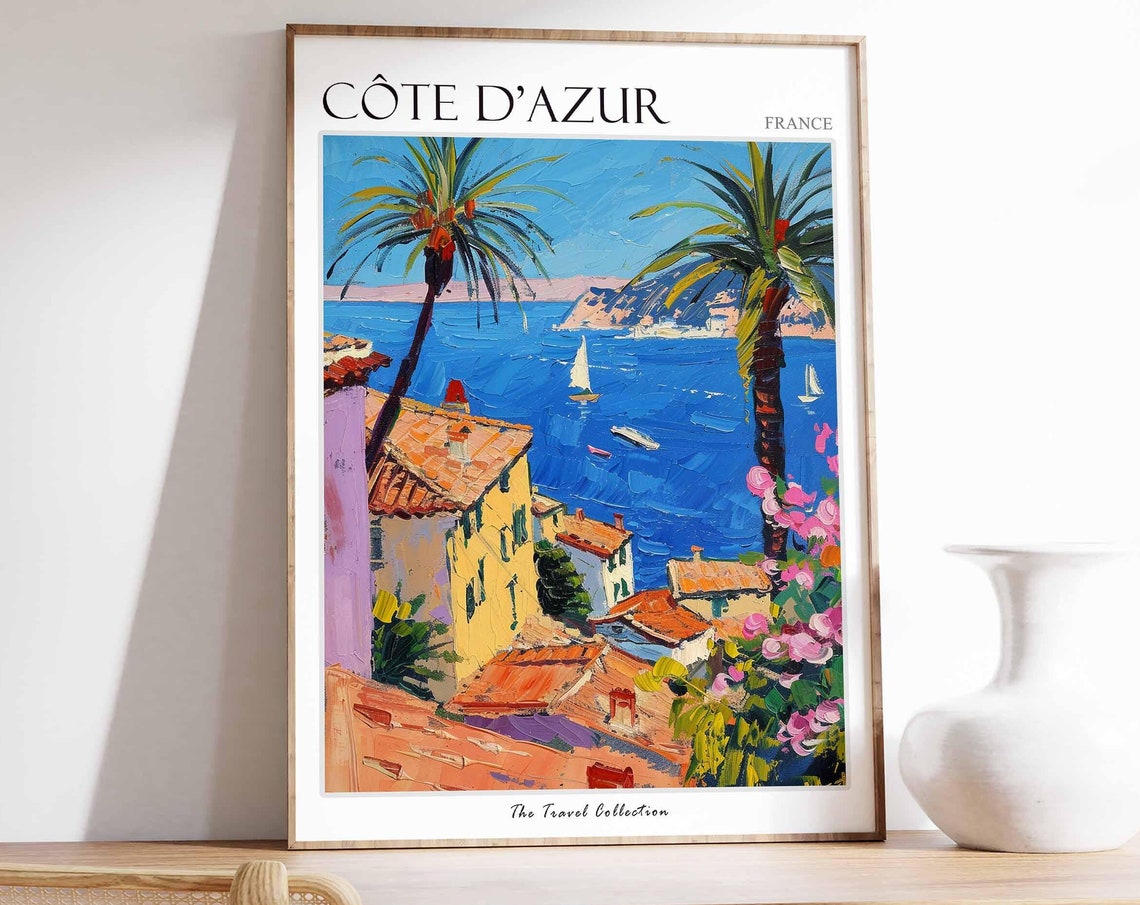 Cte Dazur Poster France Travel Print French Decor Europe Travel Poster European Wall Art Cte Dazur Gift Cte Dazur Travel Poster