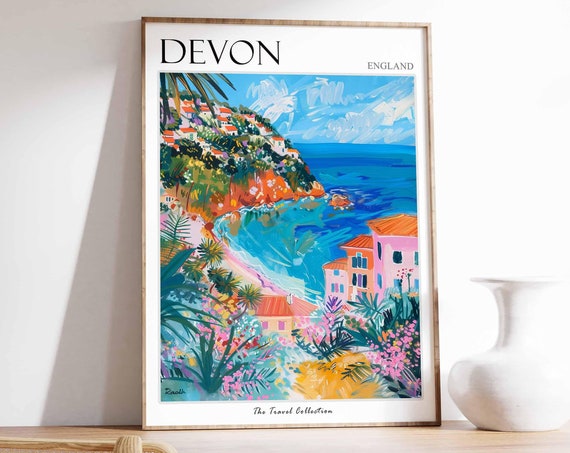 Devon Poster England Travel Print Devon Travel Art Devon Wall Art England Travel Devon Home Decor Devon Travel Gift