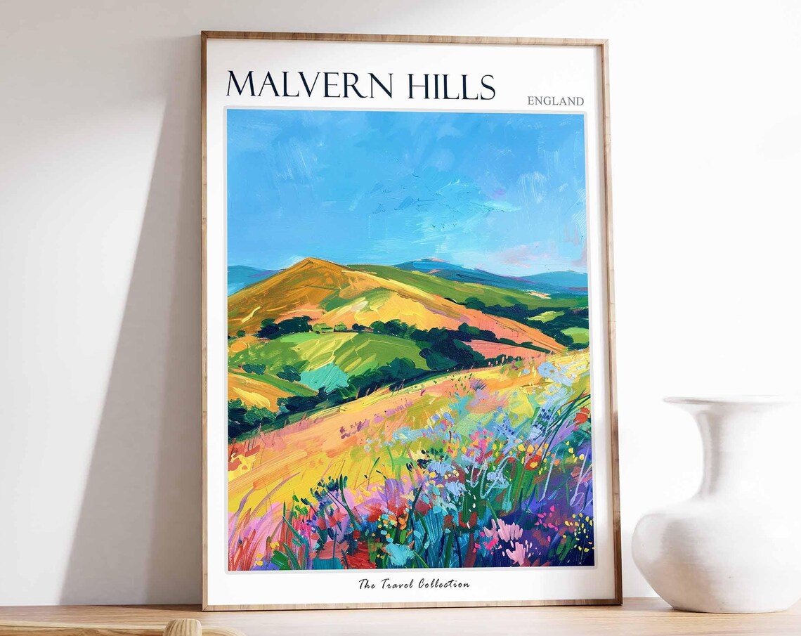 Malvern Hills Poster England Travel Poster Countryside Poster English Countryside Malvern Poster Worcestershire Poster Hills Poster