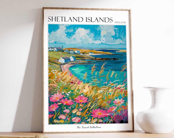 Shetland Islands Poster Scotland Poster Island Poster Scottish Decor Travel Print Wall Art Scotland Travel Shetland Landscape
