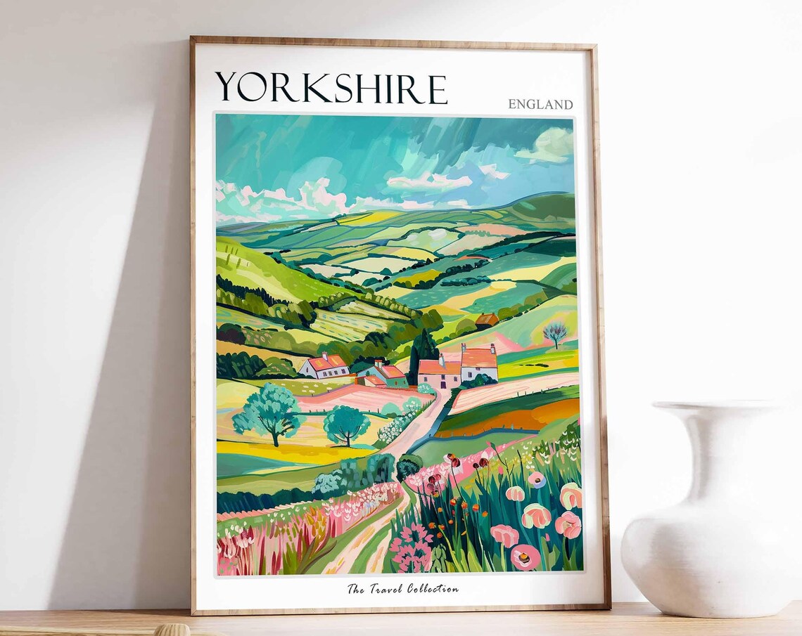 Yorkshire Travel Poster, British Decor Wall Art Print