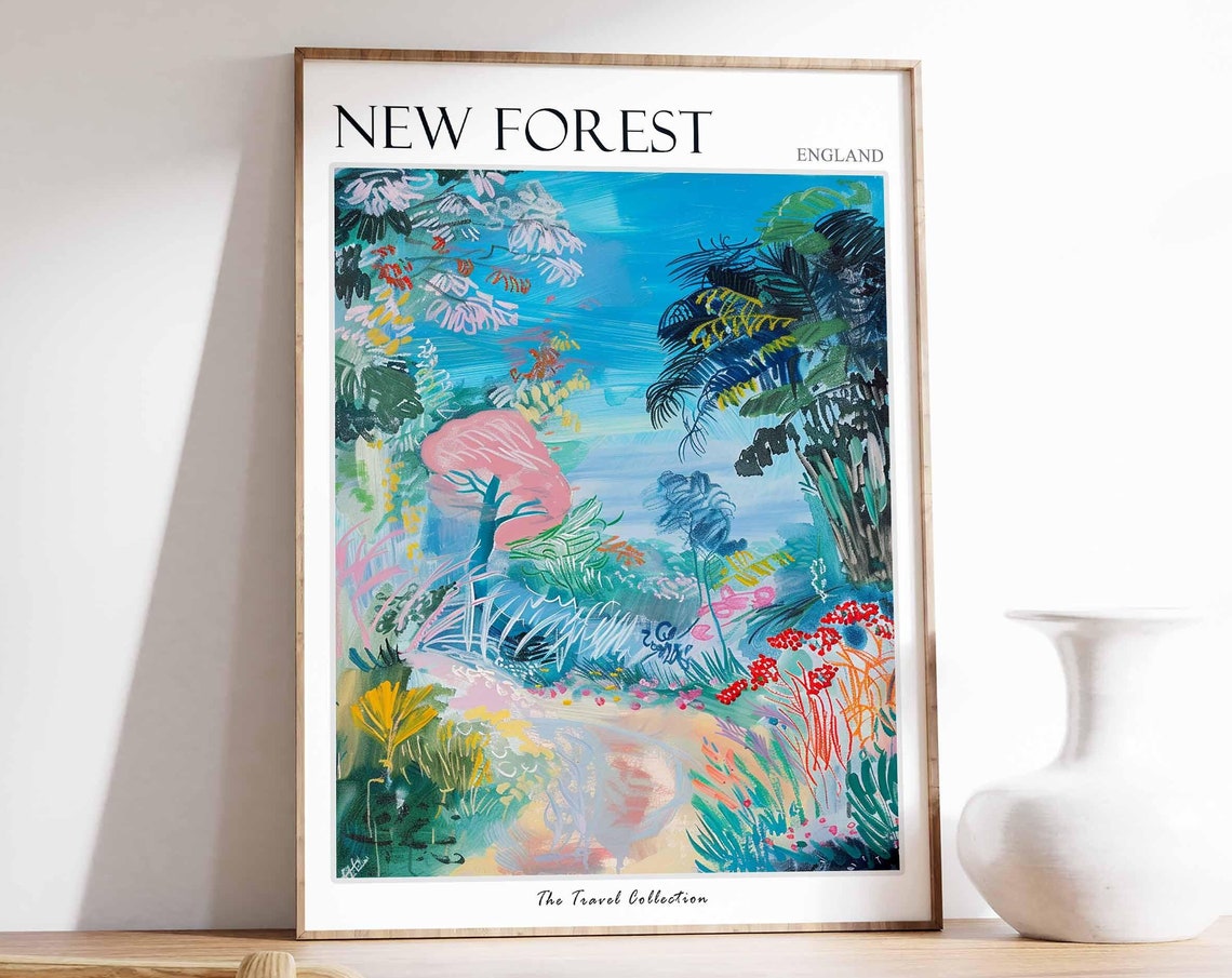 New Forest Poster England Travel Poster Countryside Poster English Countryside New Forest Travel Print Countryside Travel Print