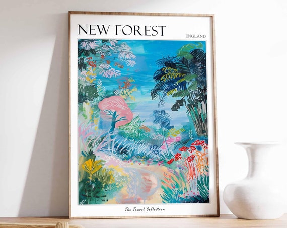 New Forest Poster England Travel Poster Countryside Poster English Countryside New Forest Travel Print Countryside Travel Print