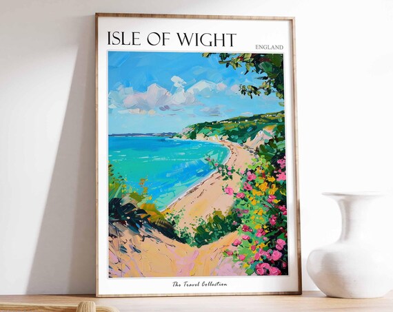 Isle of Wight England Turquoise Beach Cove Flower Cliffs Poster