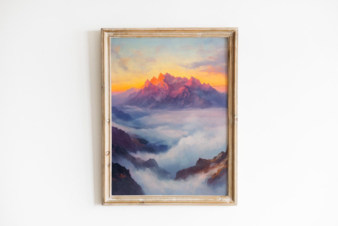 Mountain Peaks At Dawn Above A Sea Of Clouds Serene Wall Art