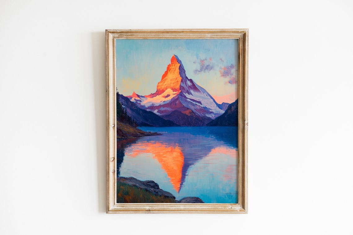 Matterhorn Alpenglow Sunrise Over Mirror Lake Mountain Poster