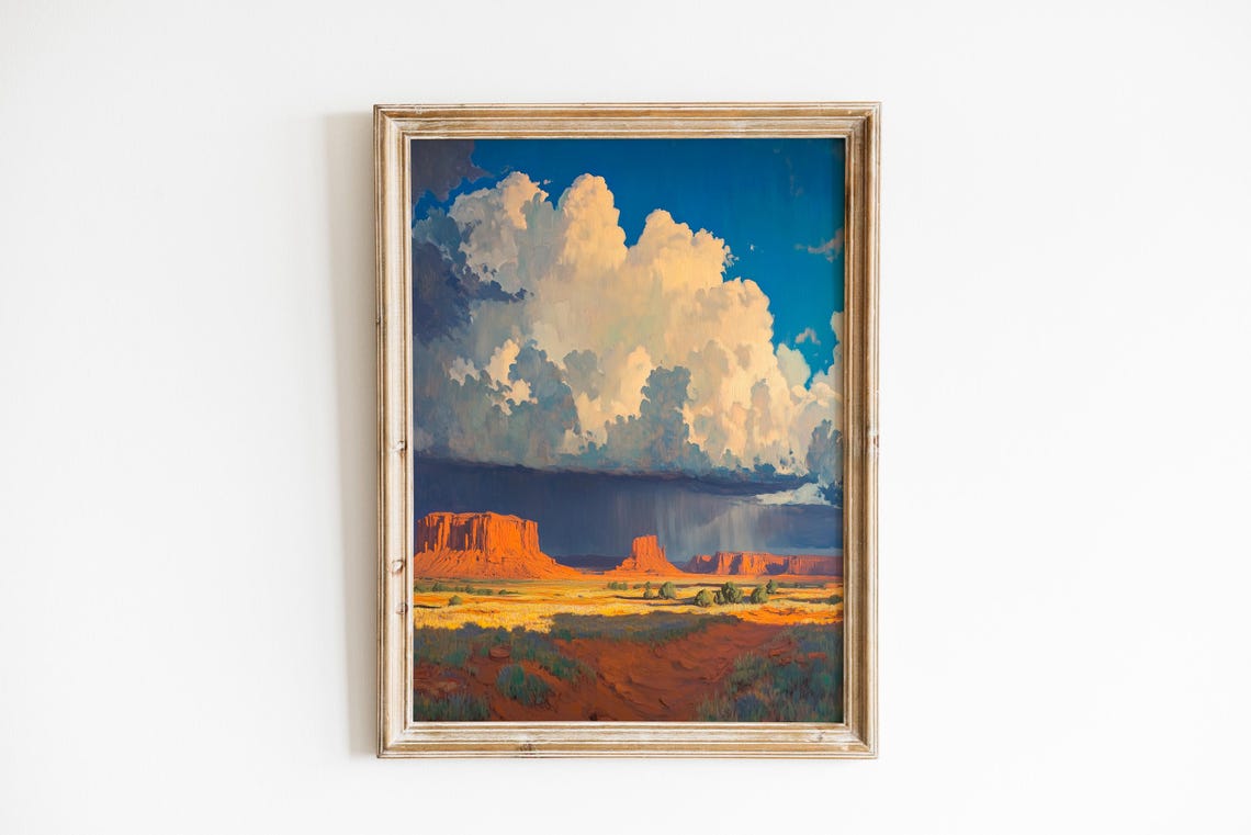 Monument Valley Storm Clouds Red Desert Landscape Moody Poster