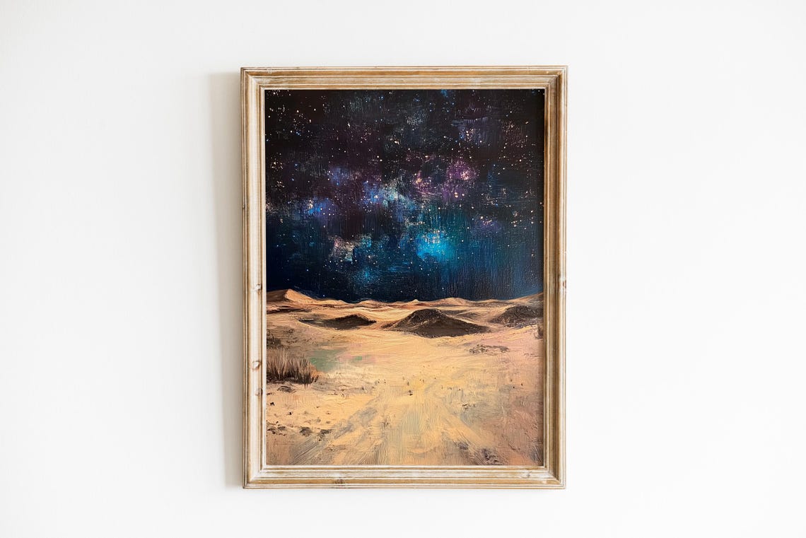 Milky Way Galaxy Over Desert Cosmic Night Sky Starscape Poster