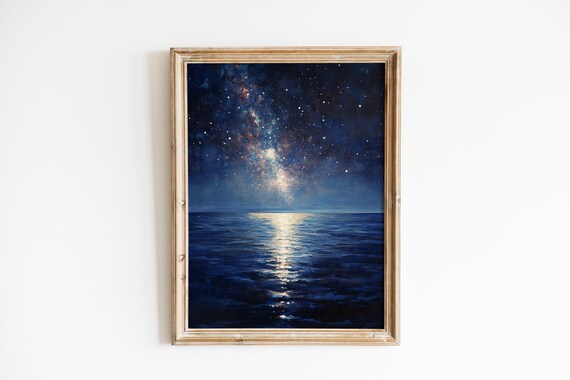 Milky Way Galaxy Starry Night Ocean Celestial Nightscape Poster