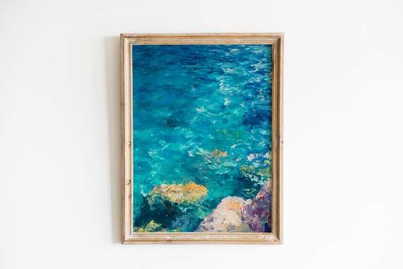 Coral Gardens Underwater Print Serene Beachy Seascape Art Vibrant Coastal Decor Calming Impressionistic Painting 274
