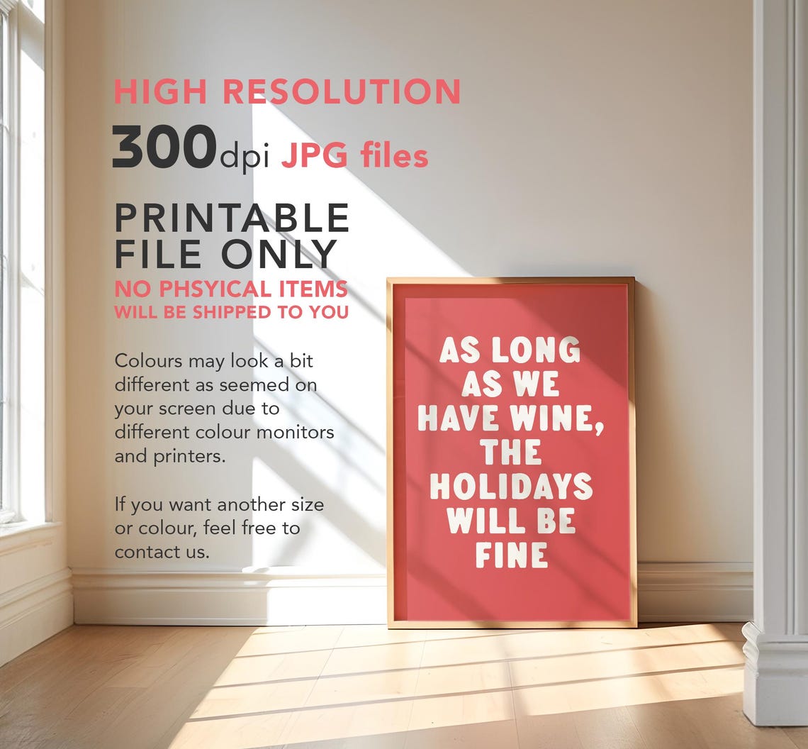As Long As We Have Wine The Holidays Will Be Fine Funny Red Poster - Image 3
