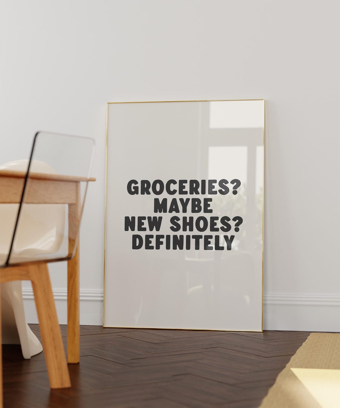 Groceries Maybe New Shoes Definitely Funny Shopping Quote Black Poster - Image 3