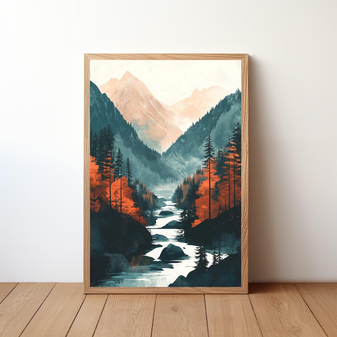 Mountain River Landscape Wall Art Nature Decor Traveler Poster Camping Home Adventure Print Nl10