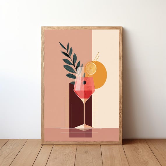 Cocktail Bar Wall Art Print Minimalist Modern Vector Drink Poster Home Decor Mixology Bartender Gift Kitchen Illustration Bar5