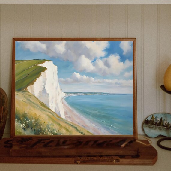 English White Cliffs Of Dover Coastal Seascape Landscape Wall Art