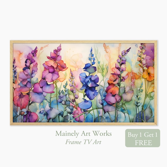 Vibrant Snapdragon Flower Spikes Colorful Watercolor Floral Poster