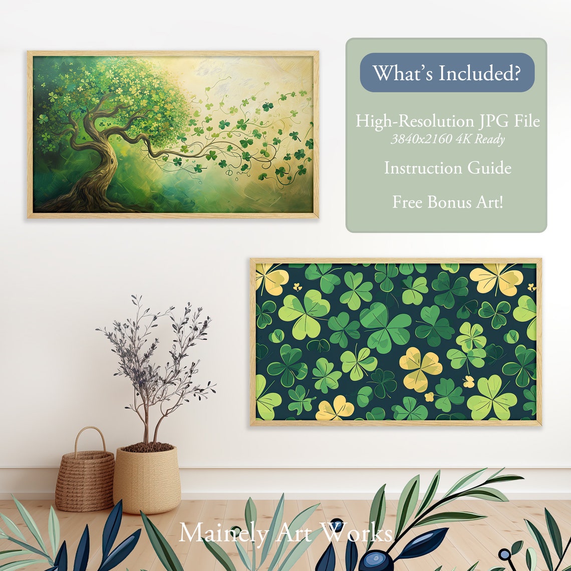 Shamrock Tree Of Life St Patricks Day Lucky Clover Art Poster - Image 2