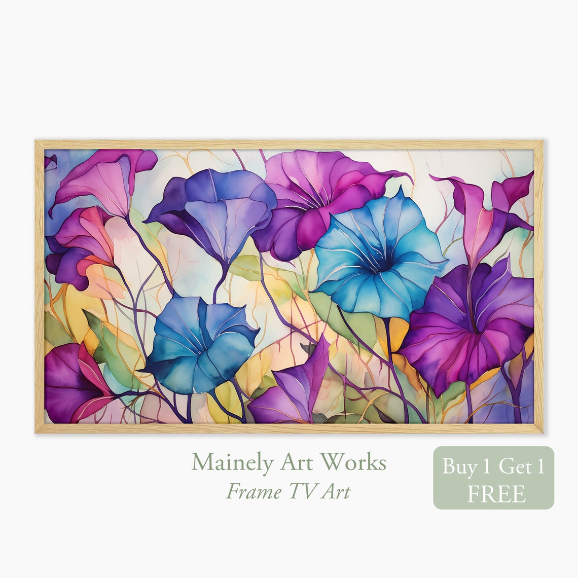 Morning Glories For Frame Tv Painting Of Flowers For Frame Tv Flower Tv Art Bonus Trumpet Flowers Tv Art Floral