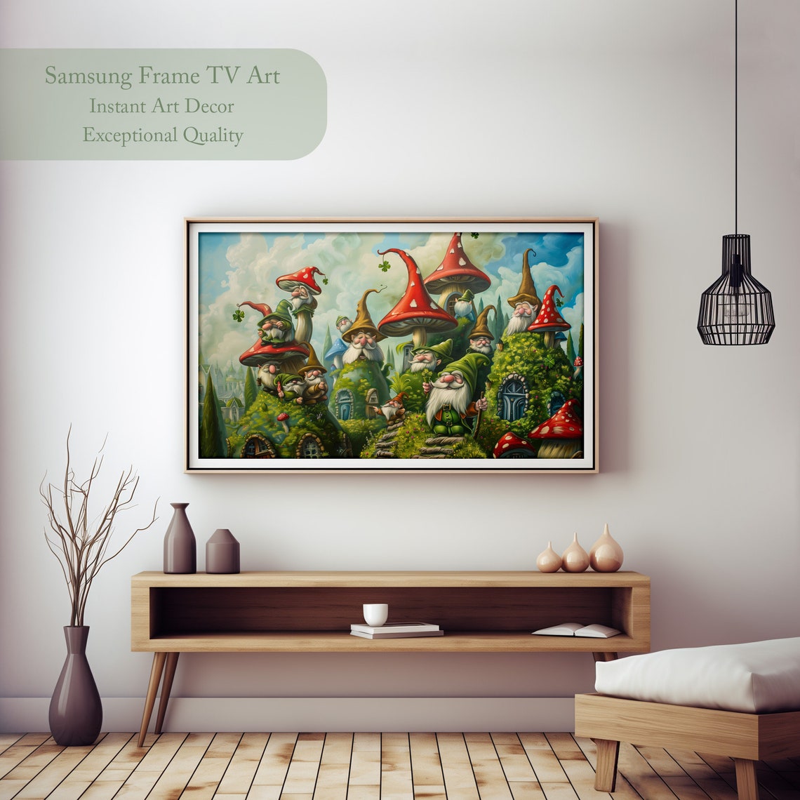 Leprechaun Mushroom Village Fantasy St Patricks Day Magic Poster - Image 2