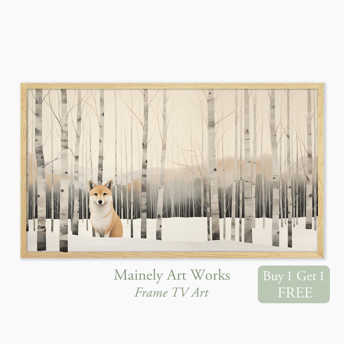 Red Fox Winter Landscape Watercolor Art Print