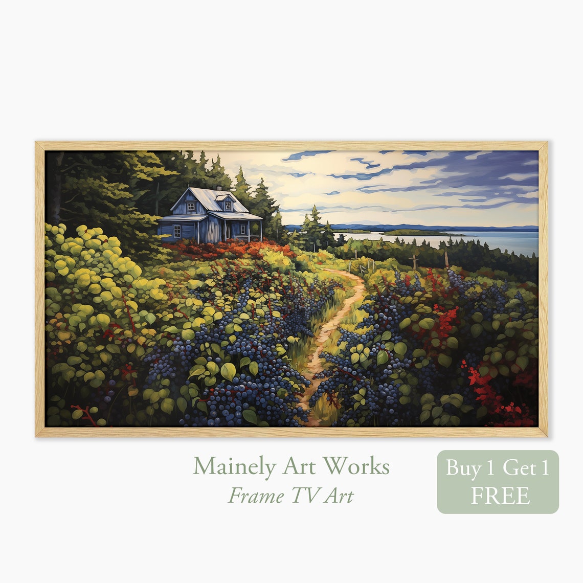 Frame Tv Art Landscape Frame Tv Art Painting Frame Tv Art Summer Lake House Coastal Farmhouse Frame Tv Art Set Tv Art Everyday