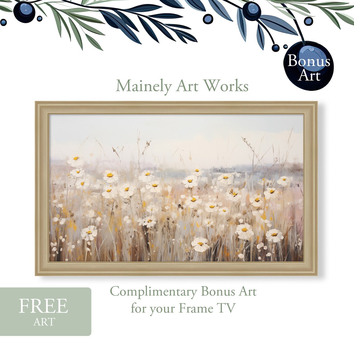 Wildflowers Art Print, Neutral Cottage Decor - Image 2