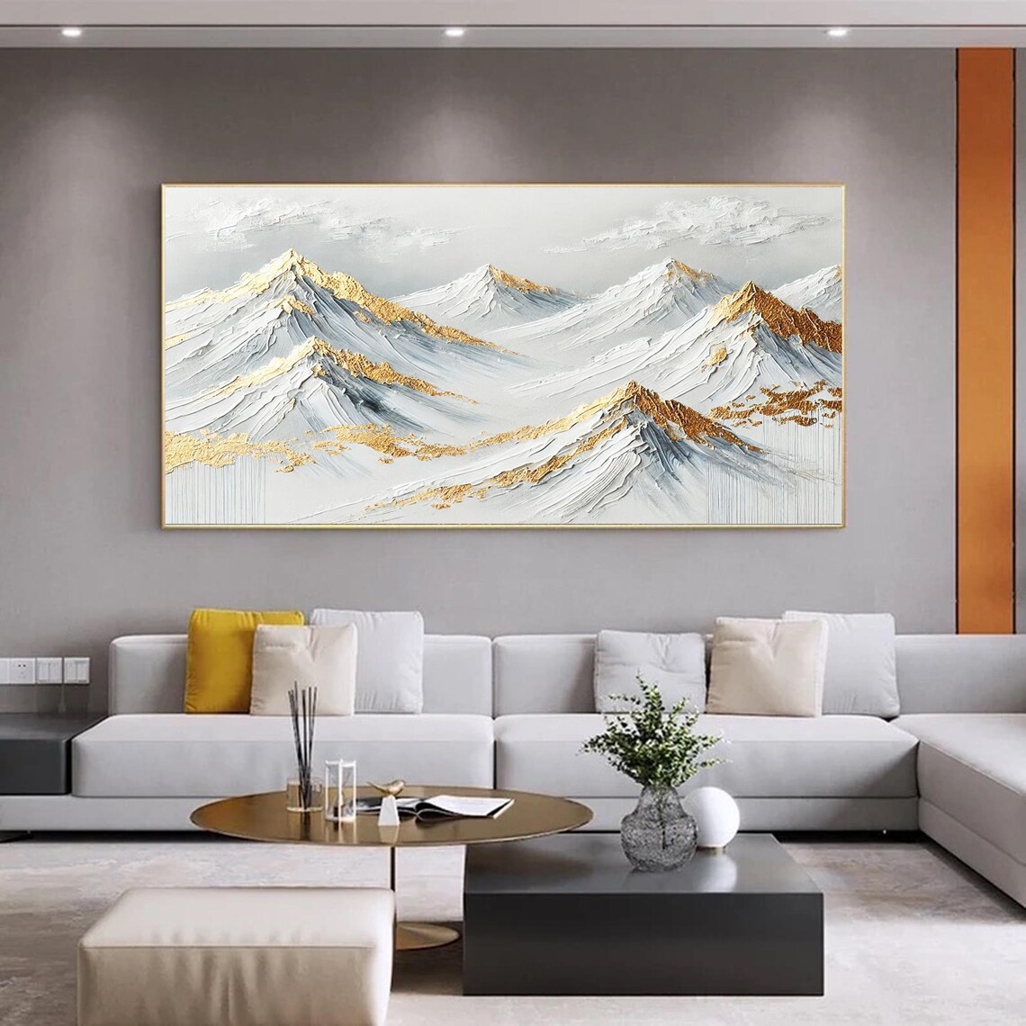 Gold Mountain, 3D Textured Snow Landscape Painting