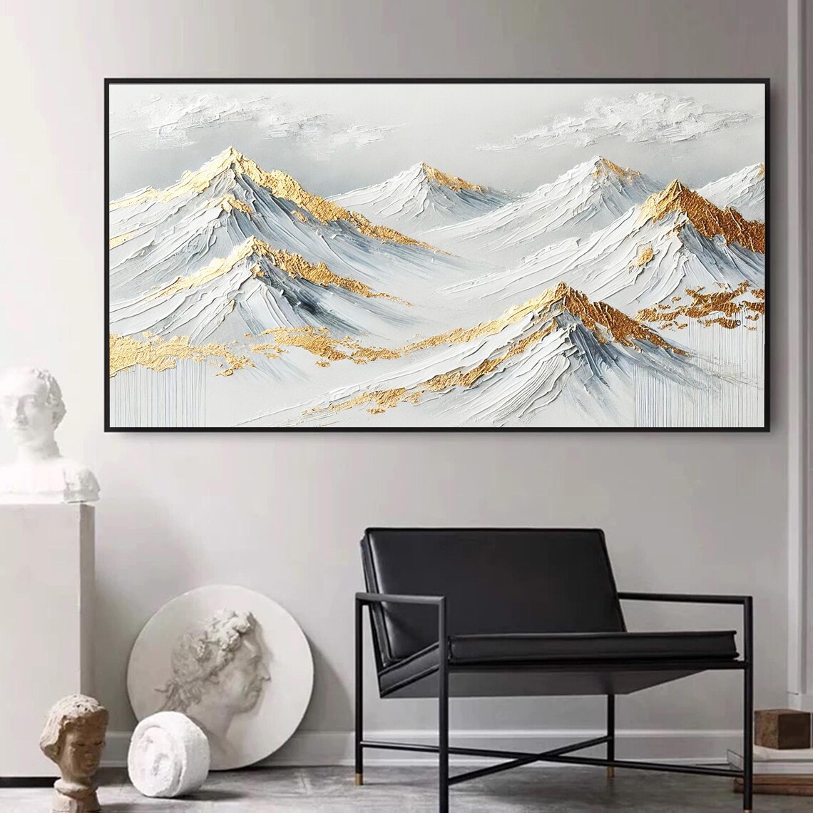 Gold Mountain, 3D Textured Snow Landscape Painting - Image 2