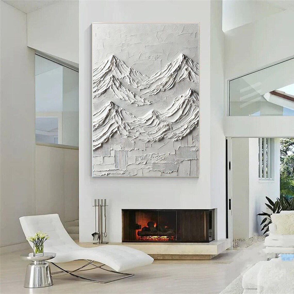 Neutral Mountain Minimalist Landscape, Handmade Abstract - Image 2