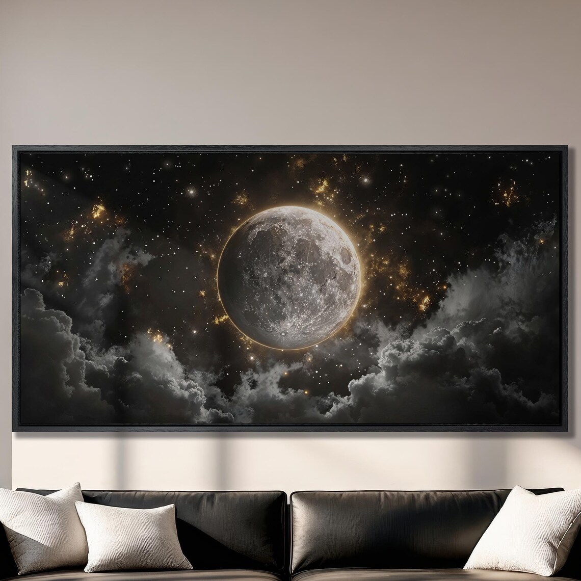 Full Moon Mystical Moonlit Night Sky Art Print
