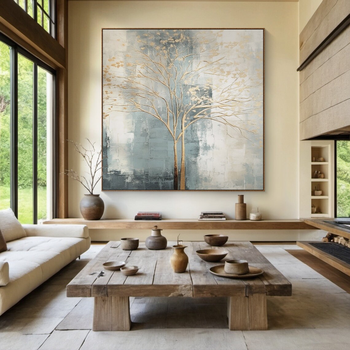 Brown Abstract Tree Art Print, Modern Living Room - Image 6