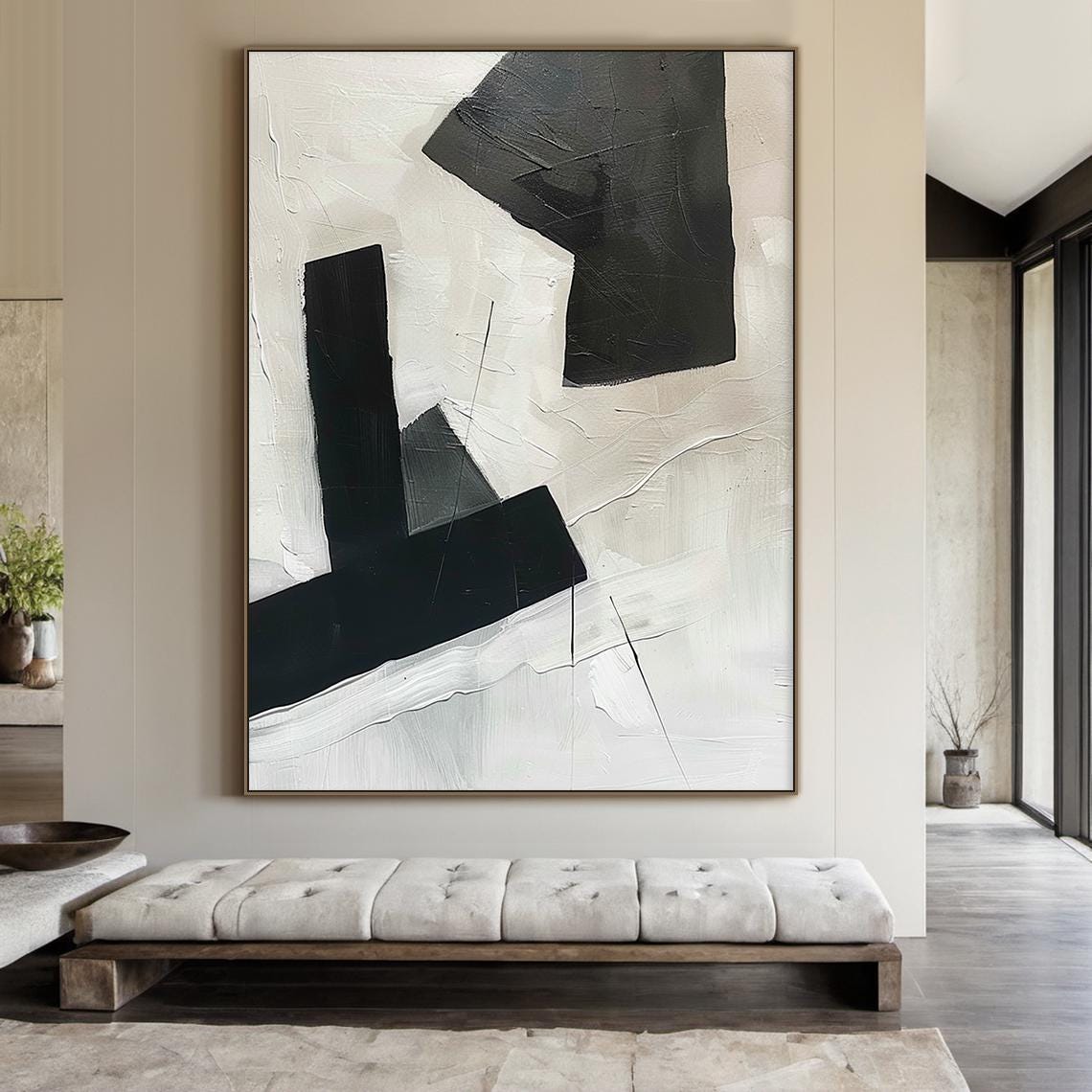 Black White Bold Geometric Shapes Abstract Minimalist Modern Wall Art - Image 6