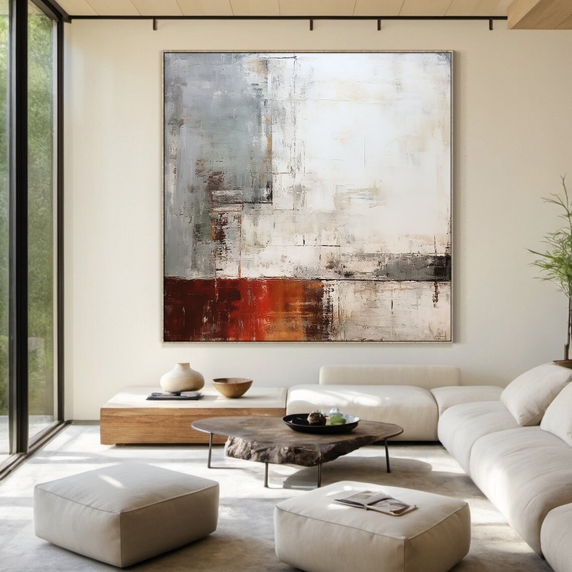 Wabi Sabi White and Grey Abstract Art Print