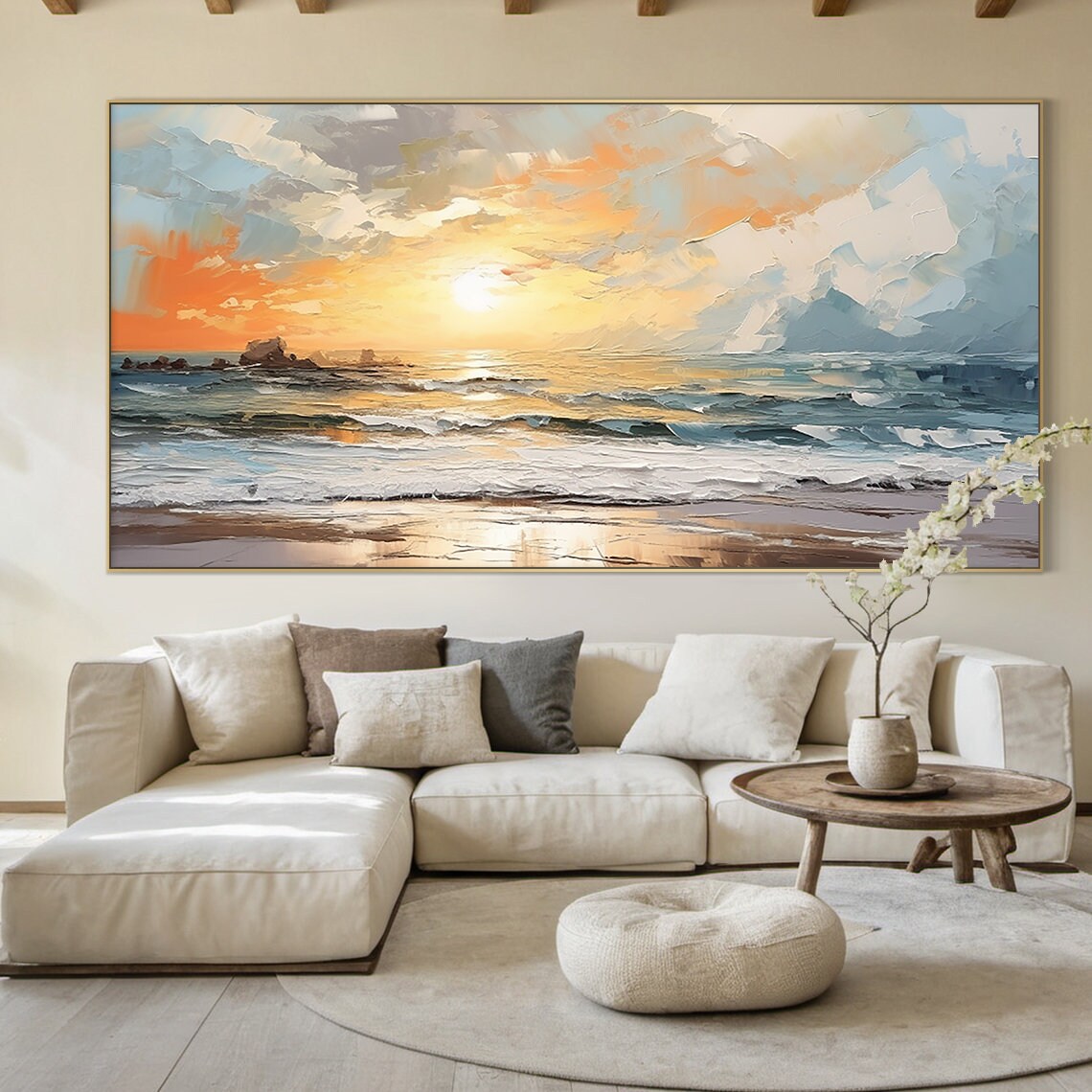 Seaside Sunrise Ocean Waves, Abstract Art Print - Image 5