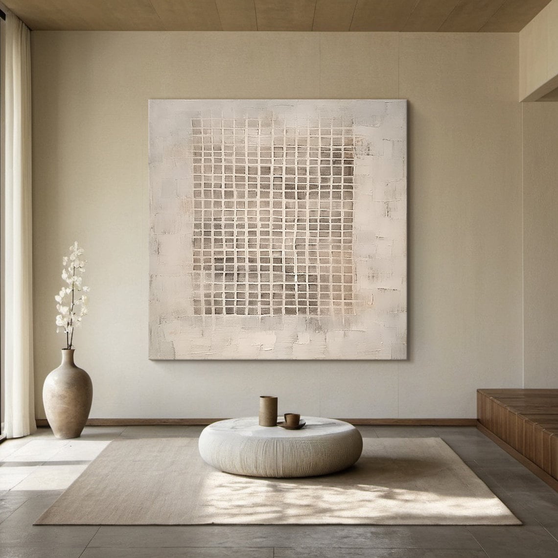 Plaid Abstract Texture Art Print, Wabi-Sabi Neutral - Image 2