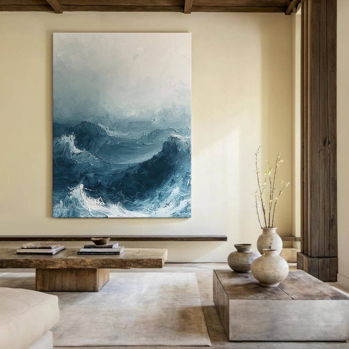 Abstract Blue Sea Waves Art Print, Modern Coastal - Image 6