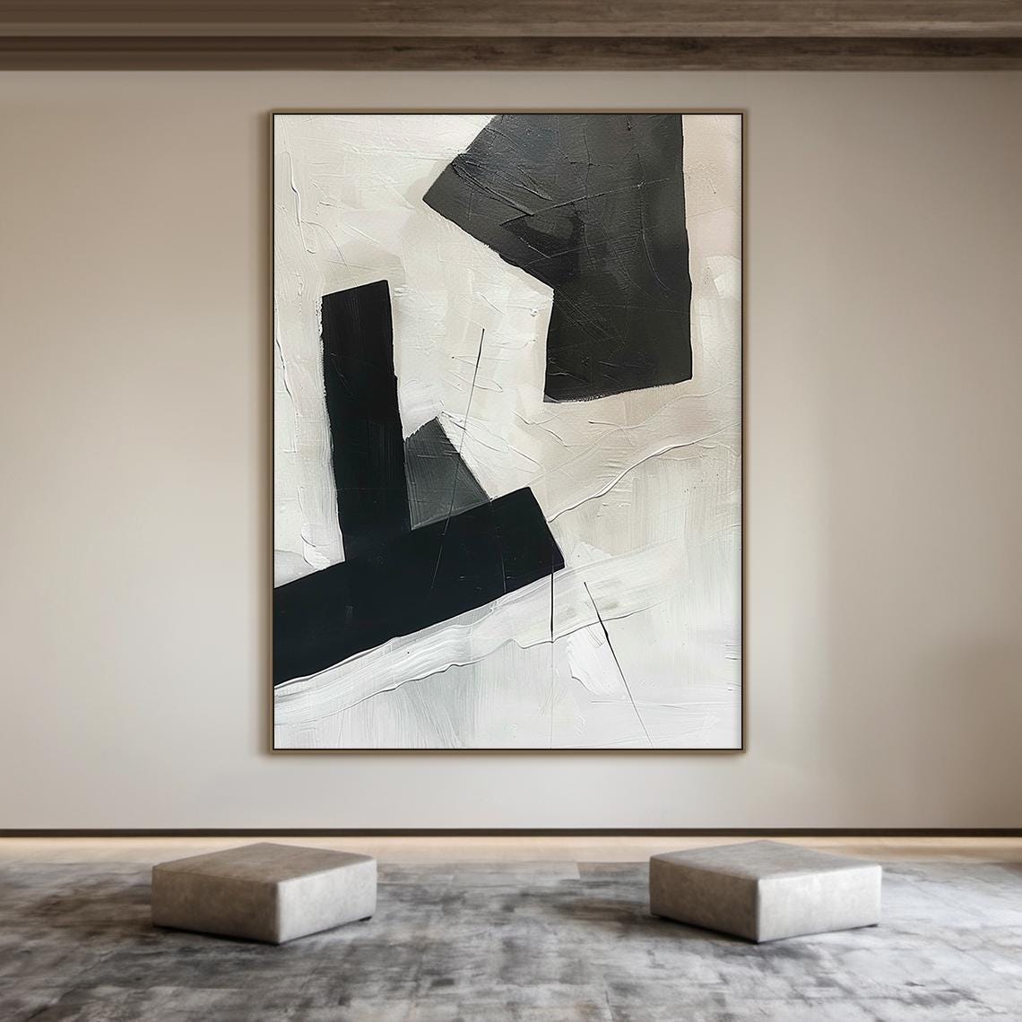 Black White Bold Geometric Shapes Abstract Minimalist Modern Wall Art