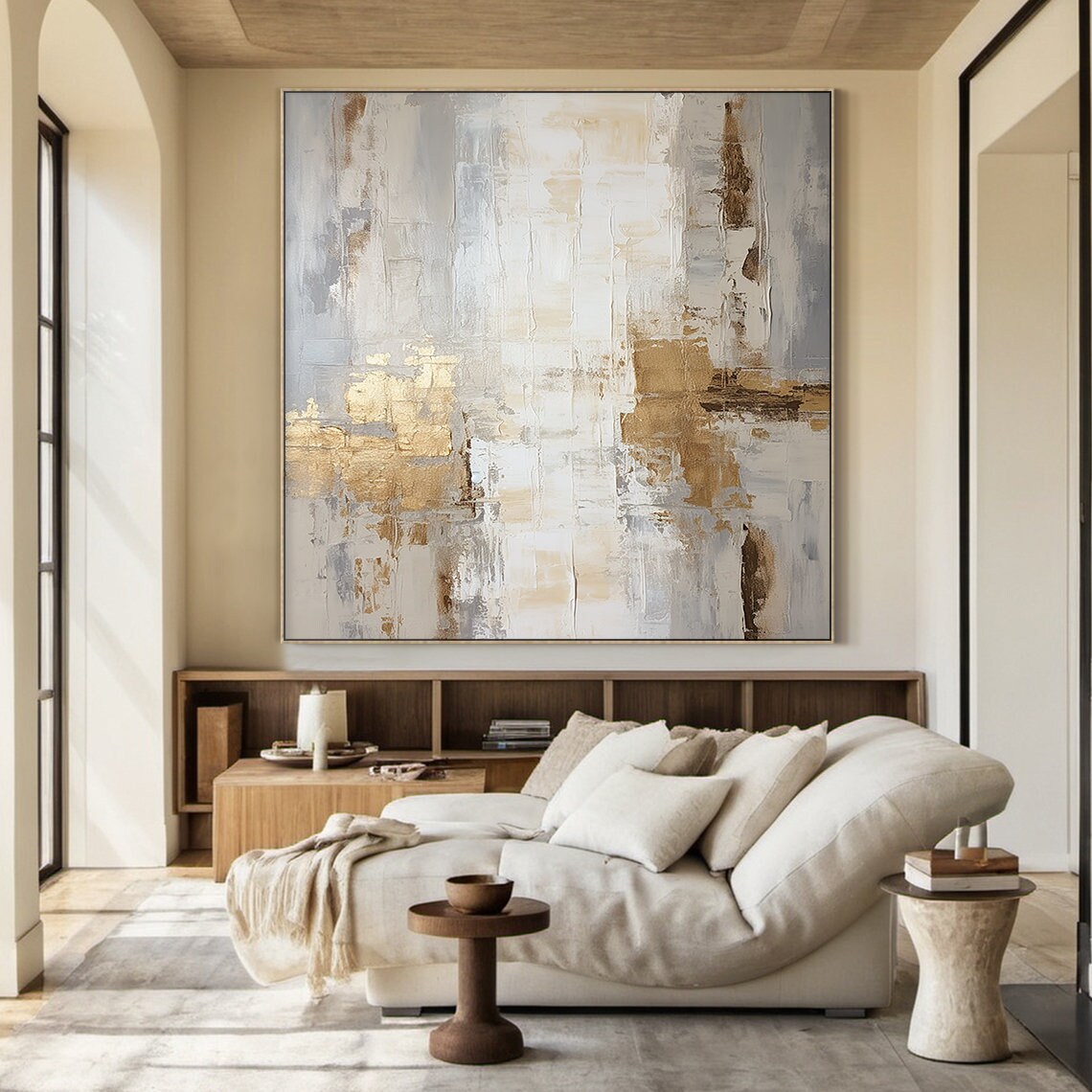 Wabi Sabi Abstract Texture Art Print, White and Orange - Image 3