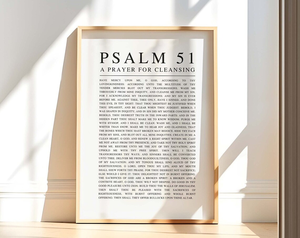 Psalm 51 Scripture Print Christian Wall Art