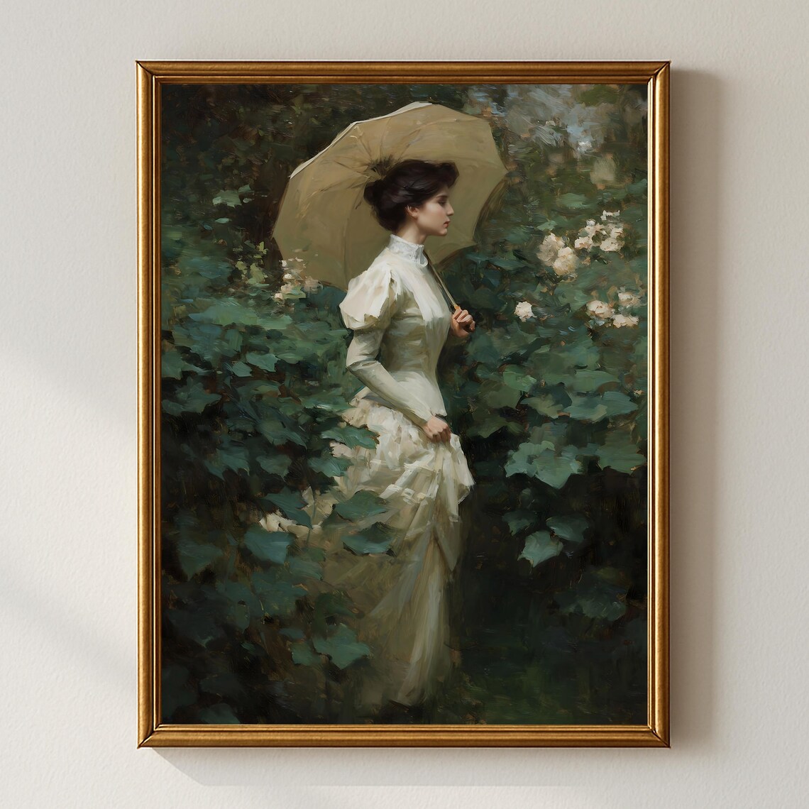 Victorian Lady With Parasol, Vintage Art Print