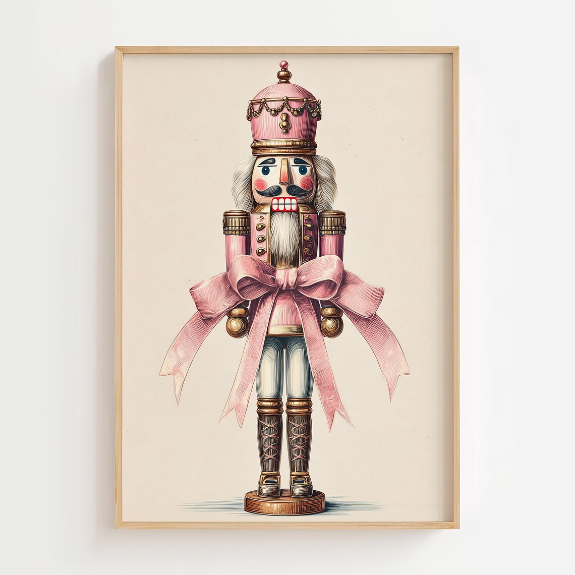 Pink Nutcracker Vintage Christmas Ballet Art Print