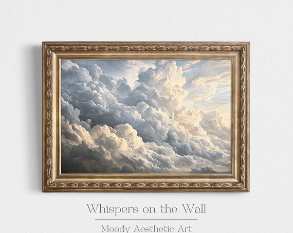 Moody Cloud Painting, Minimalist Nature Art Print