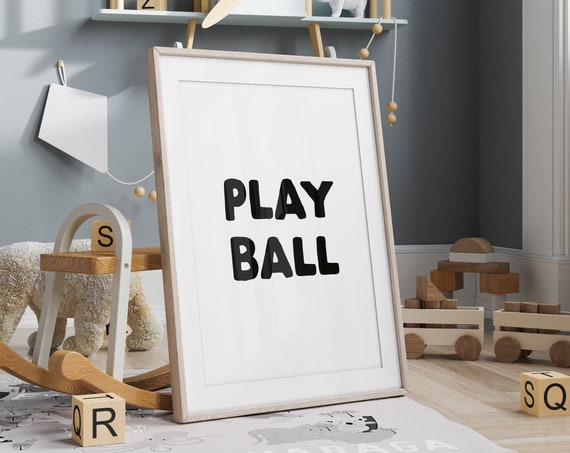 Play Ball Print Sports Wall Art Football Poster Sports Prints Boys Room Decor Boys Room Wall Art Sport Theme Room Wall Art