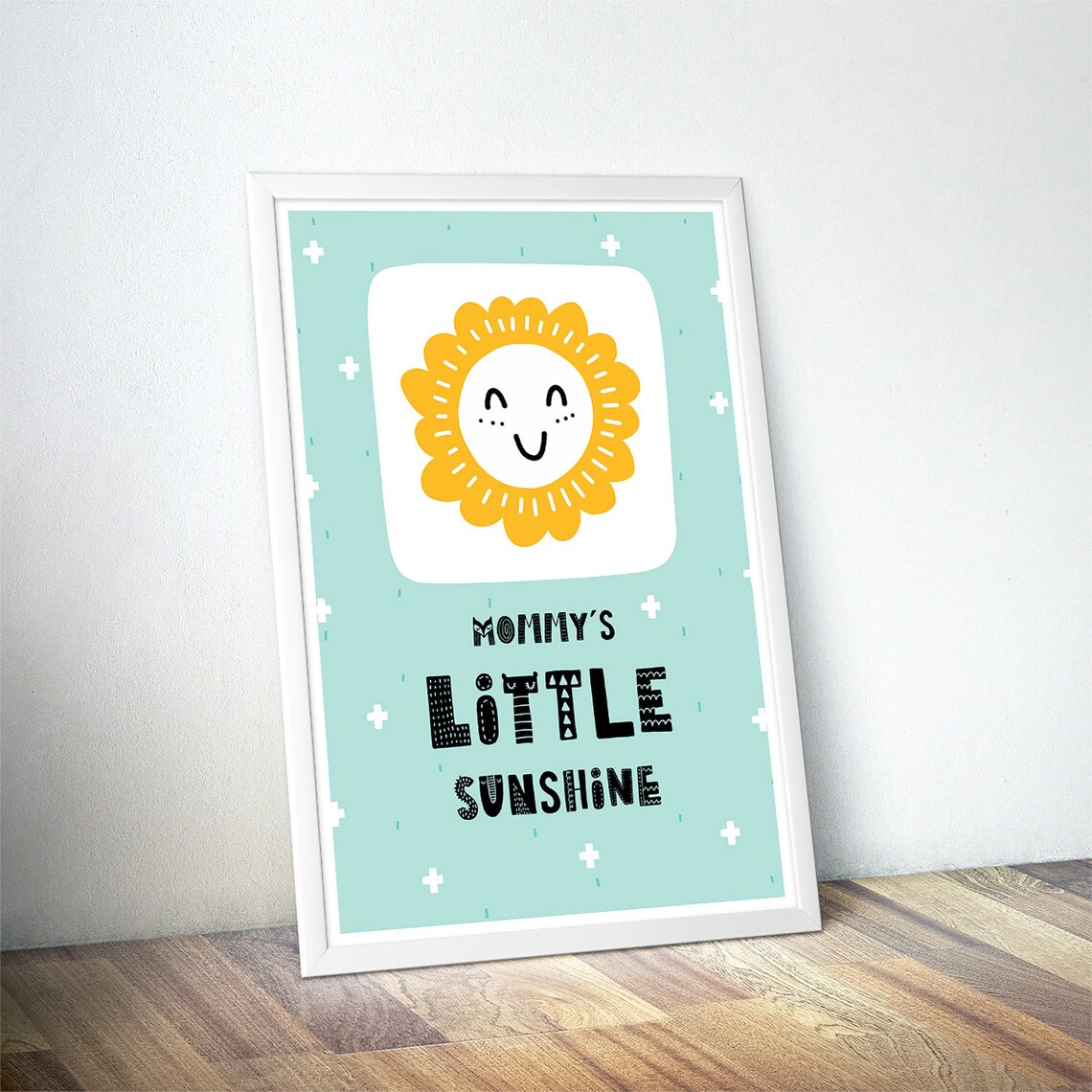 Mommy's Little Sunshine Smiling Sun Poster Mint Nursery Baby Room Decor - Image 4
