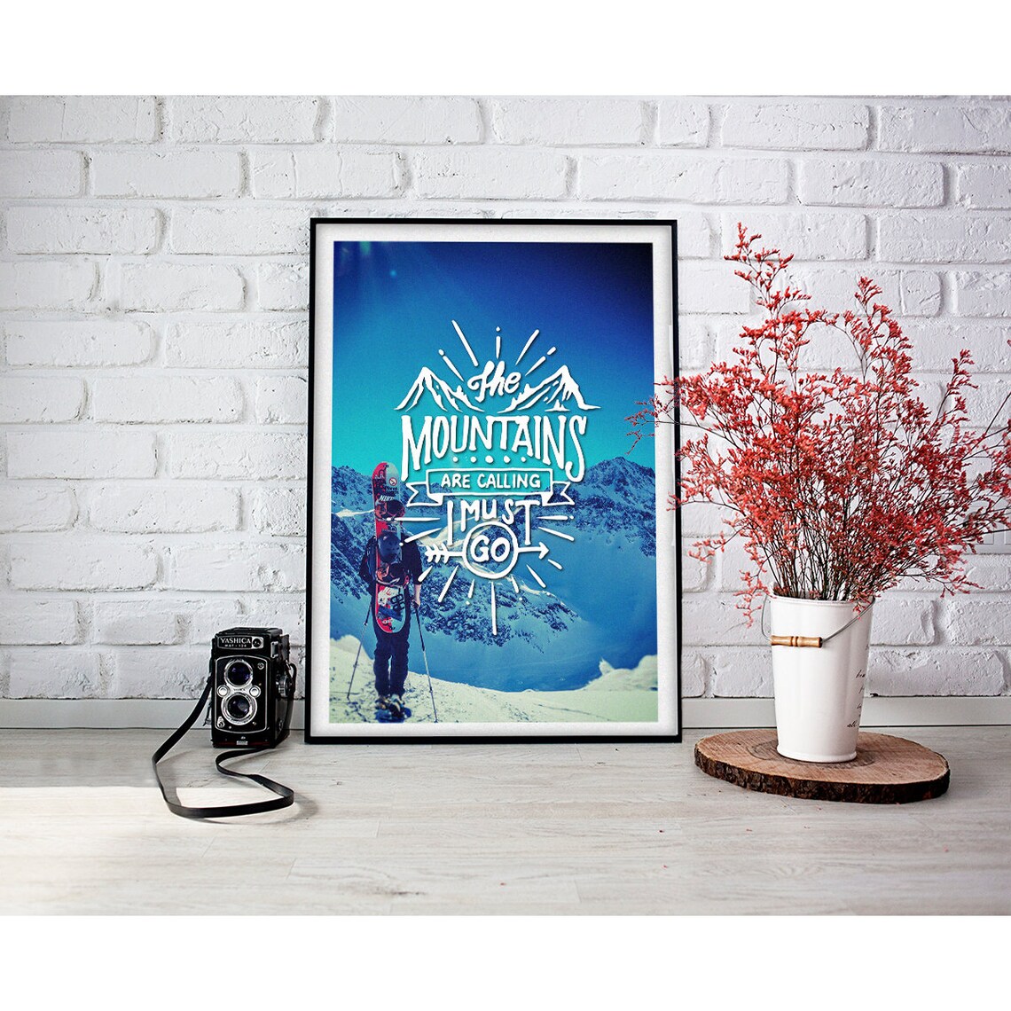 The Mountains Are Calling Skiing Snowboarding Art Print - Image 3