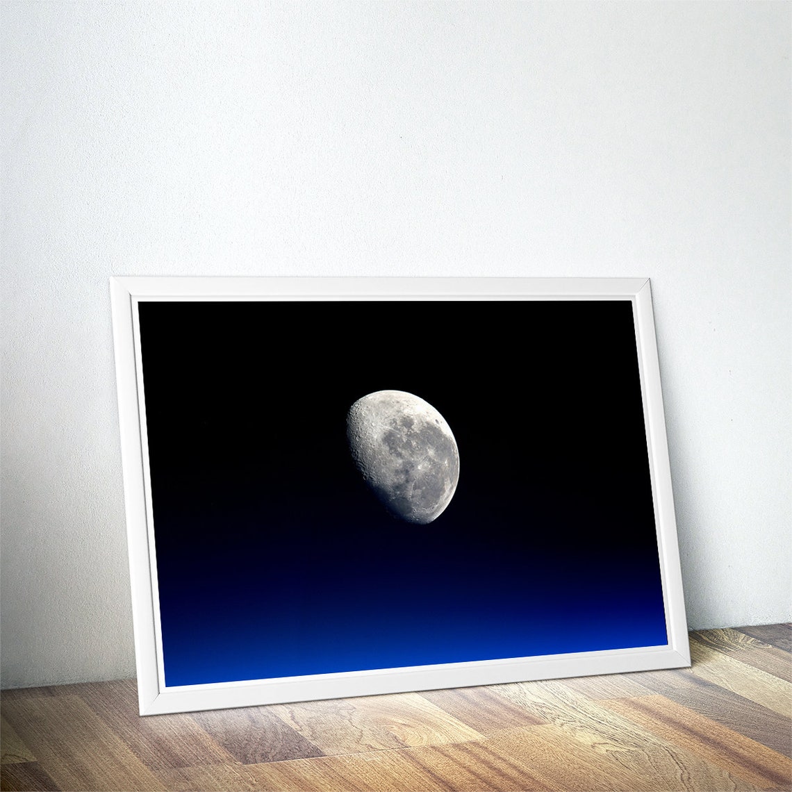 Crescent Moon Above Earth's Glowing Blue Horizon Space Photo Poster - Image 3