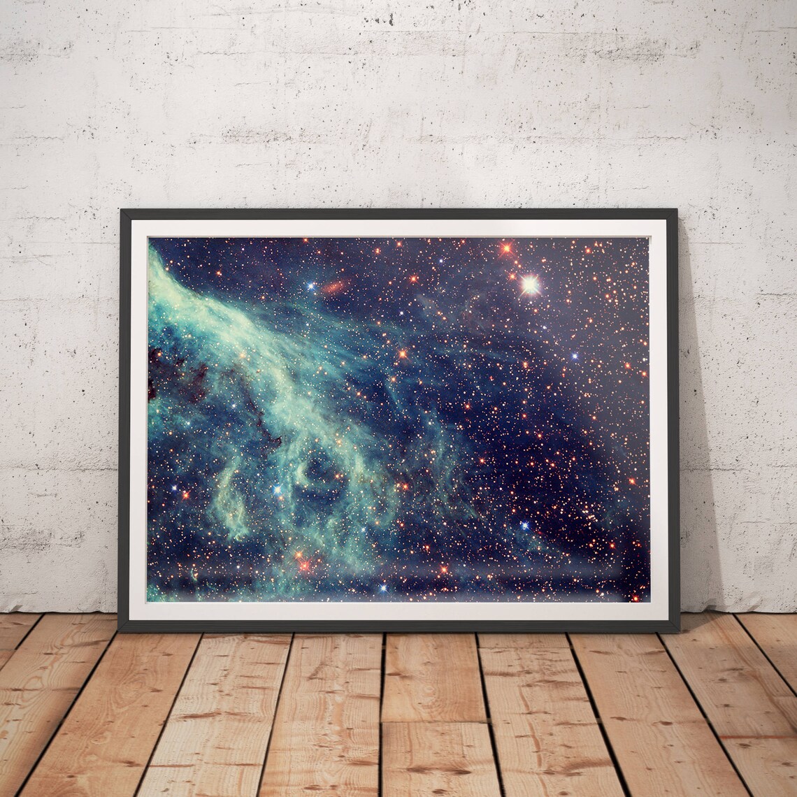 Hubble Telescope Blue Gas Nebula Space Art Poster