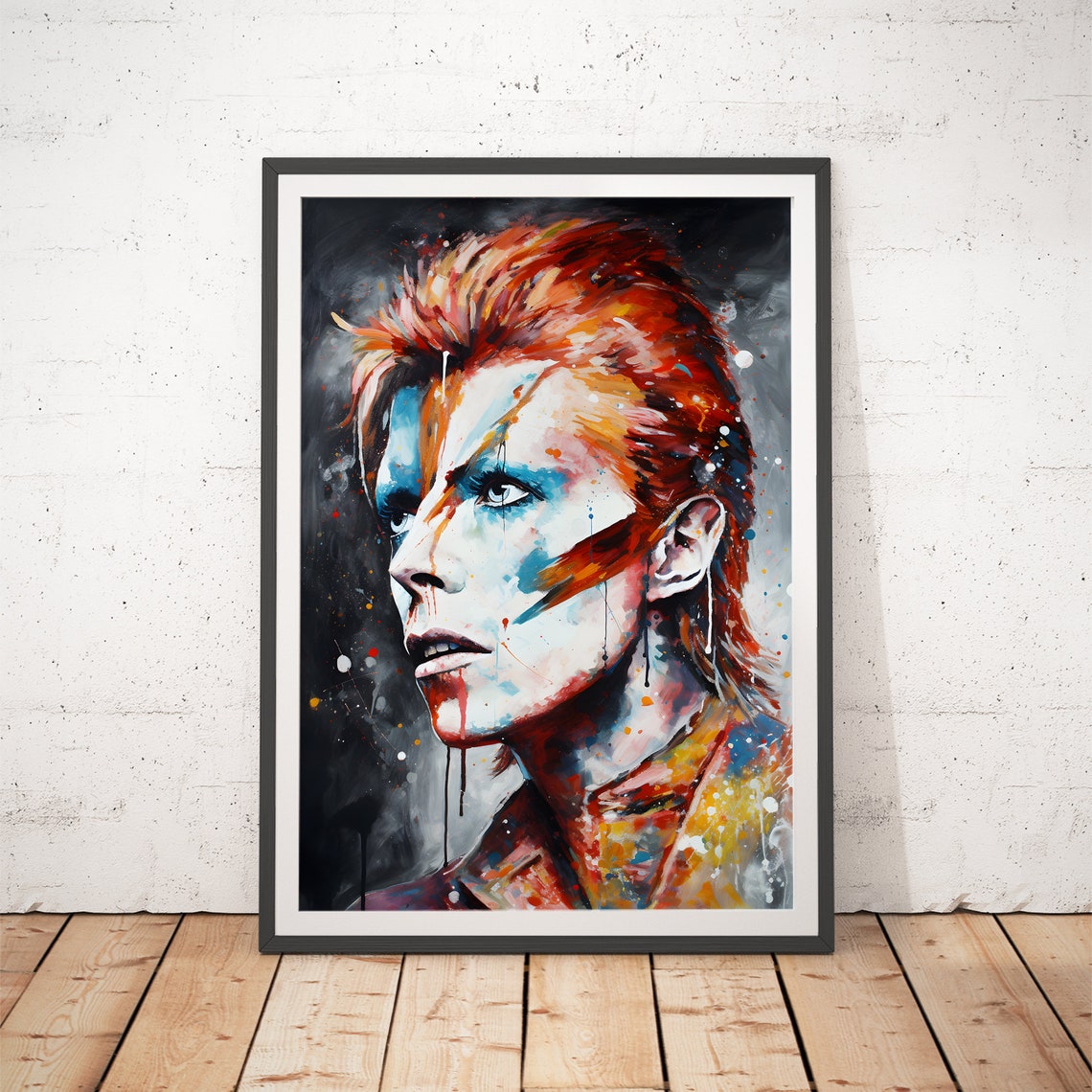David Bowie Ziggy Stardust Striking Abstract Glam Rock Icon Poster